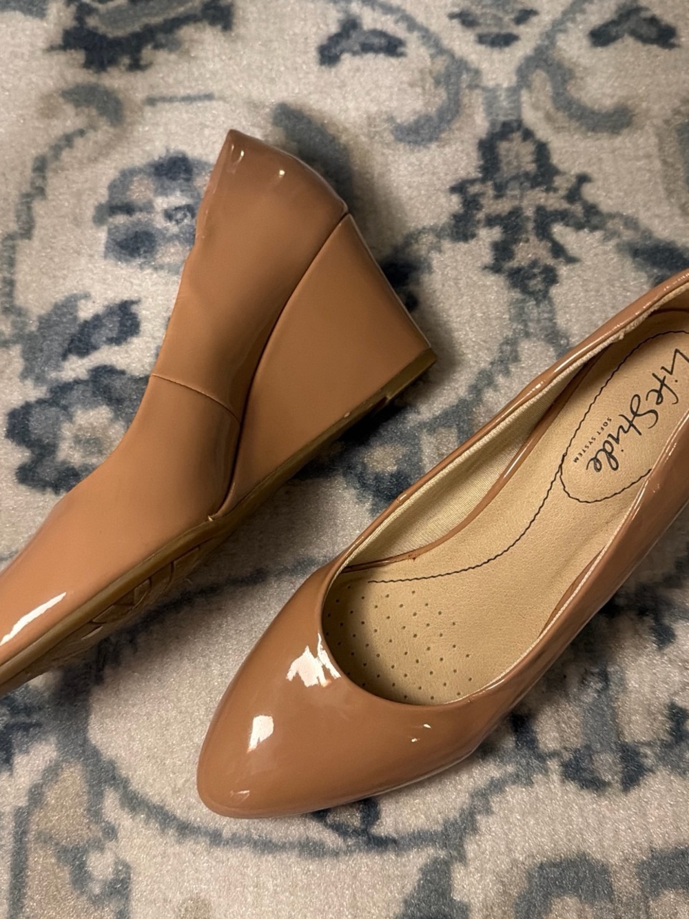 Life Stride Women's Nude Patent Wedge Pumps